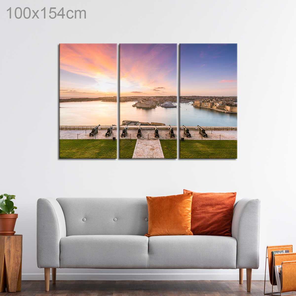 Famous Saluting Battery of Valletta with View of Grand Harbor and Senglea and Brigu