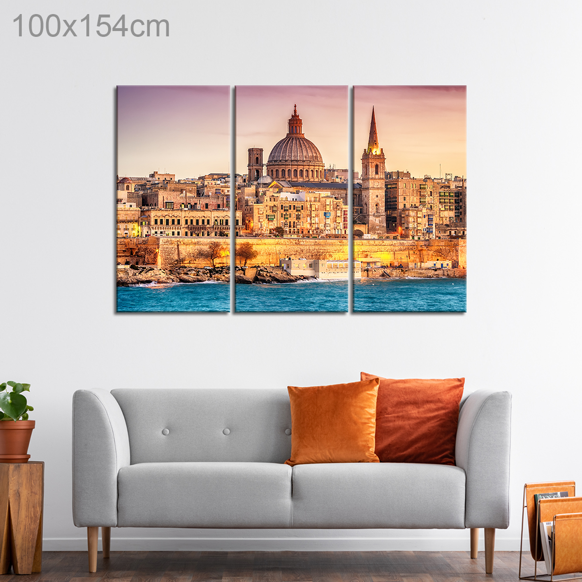 Skyline of Marsans Harbor in Valletta, Malta