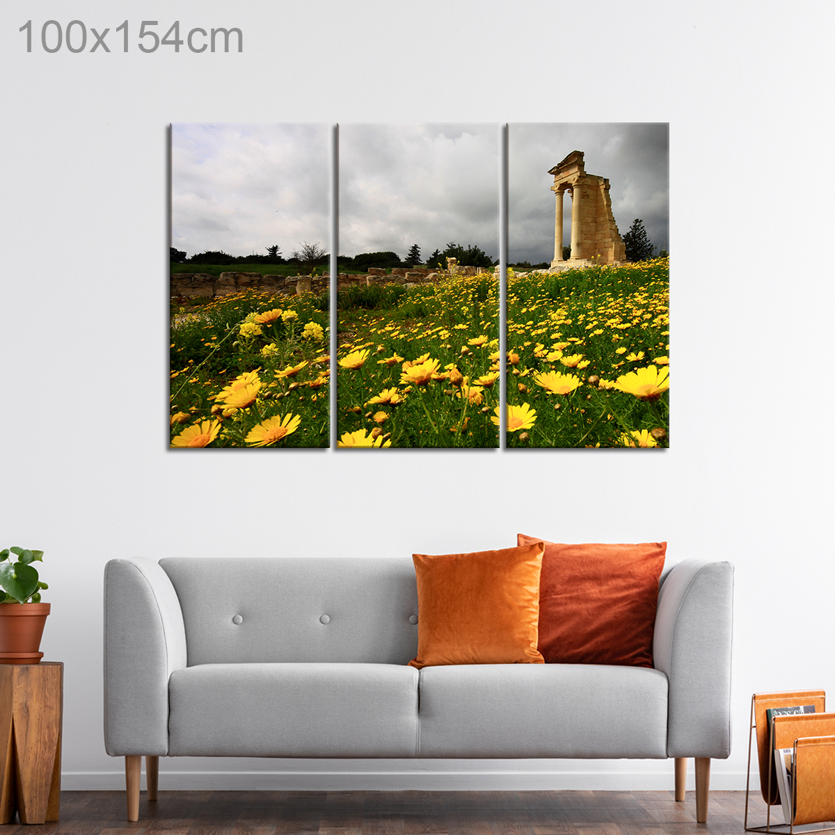 Ruins in Yellow Flower Field