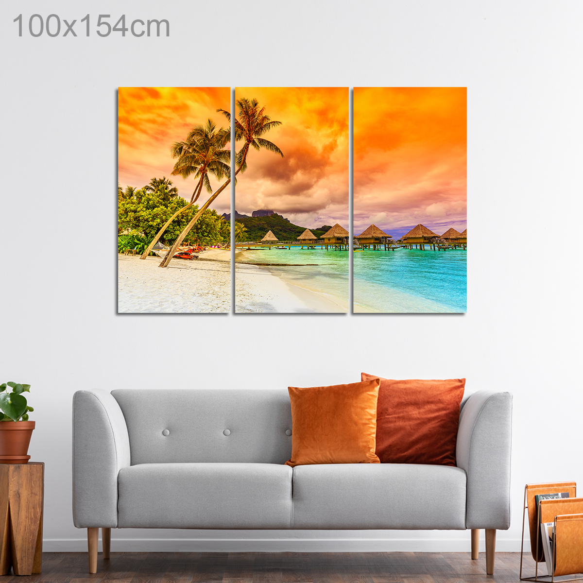 A Beach in Bora Bora at Sunset