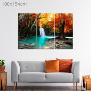 Waterfall in a Forest in Autumn