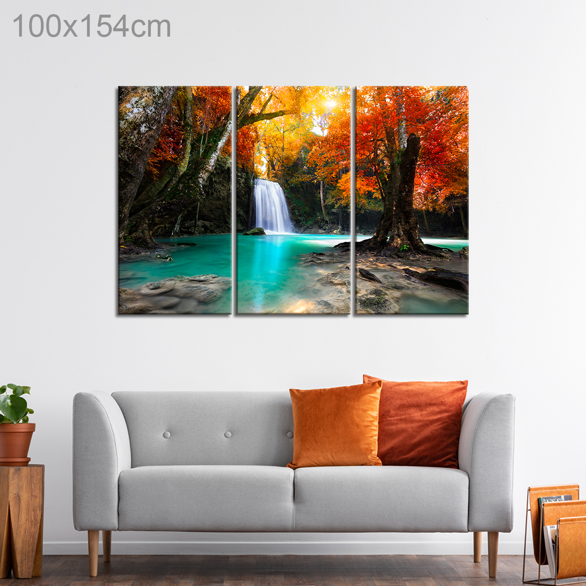 Waterfall in a Forest in Autumn