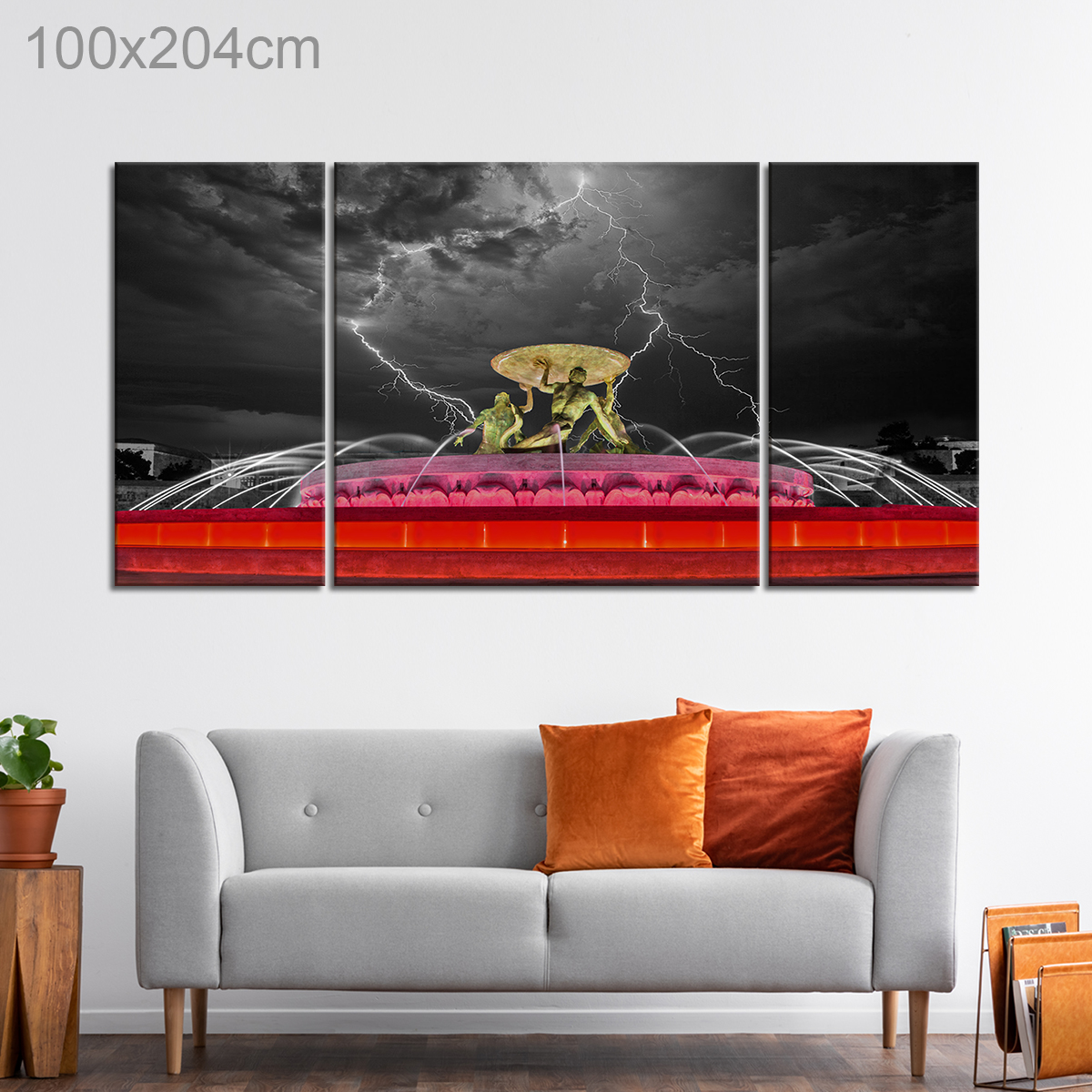 Neon Lights at the Triton Fountain, Valletta