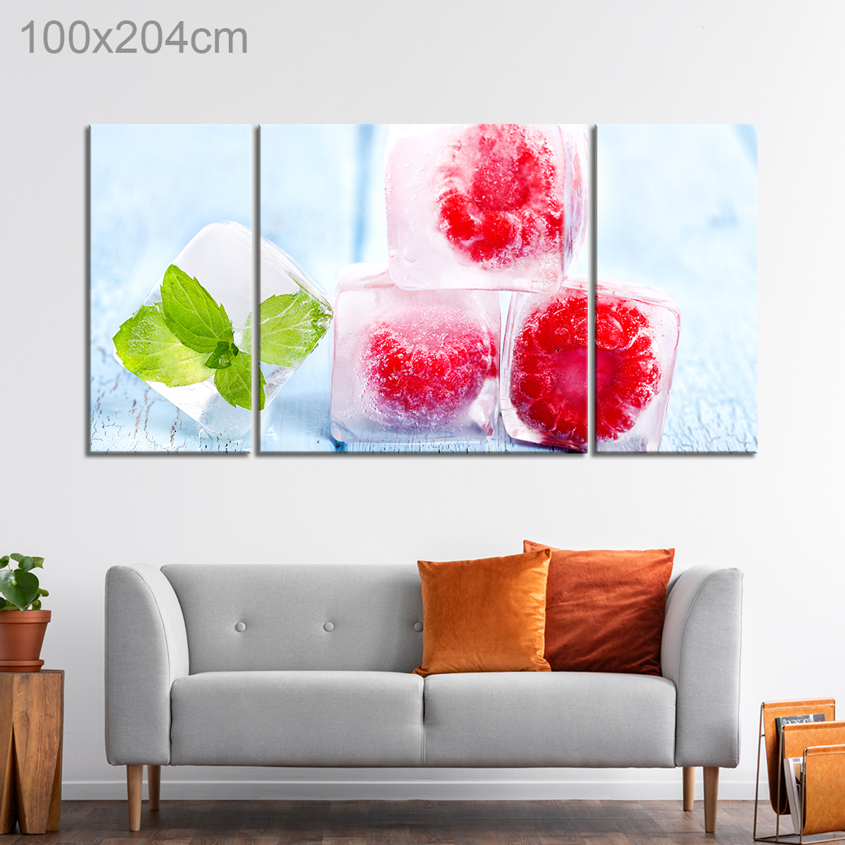 Raspberry and Mint Leaf Ice Cubes