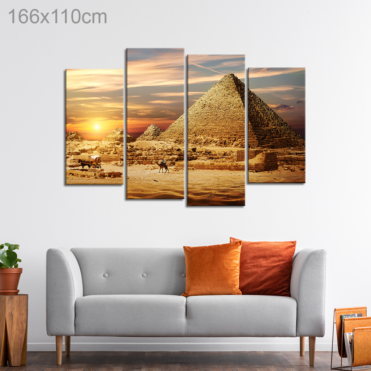 Riding Camels by Pyramids in Egypt