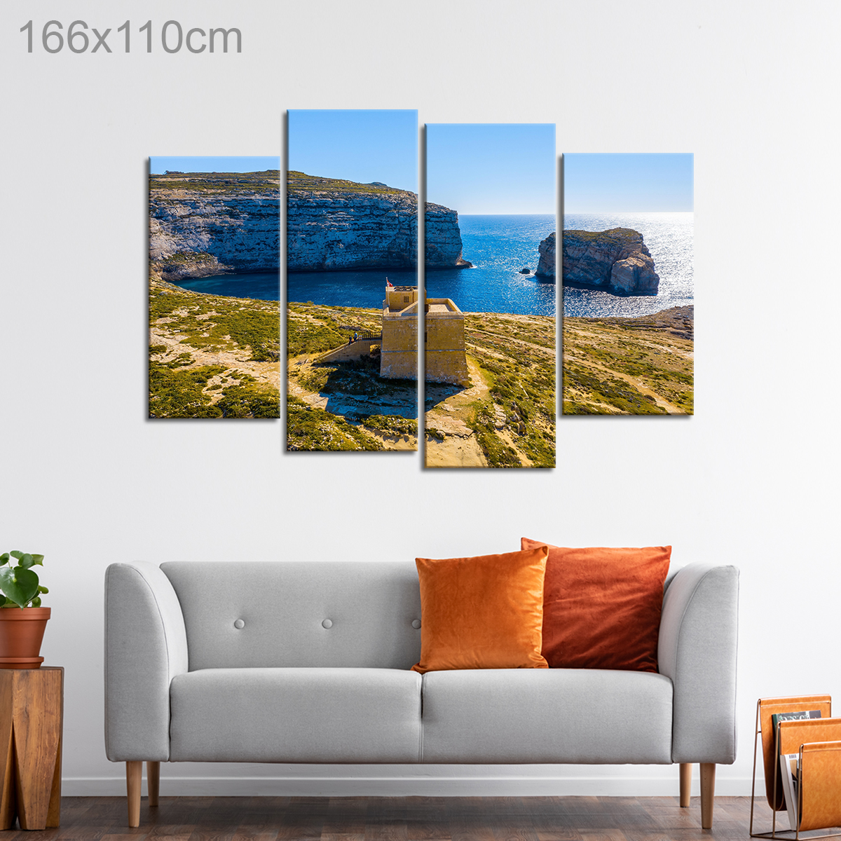 Dwejra Tower and View of Fungus Rock in Dwejra, Gozo