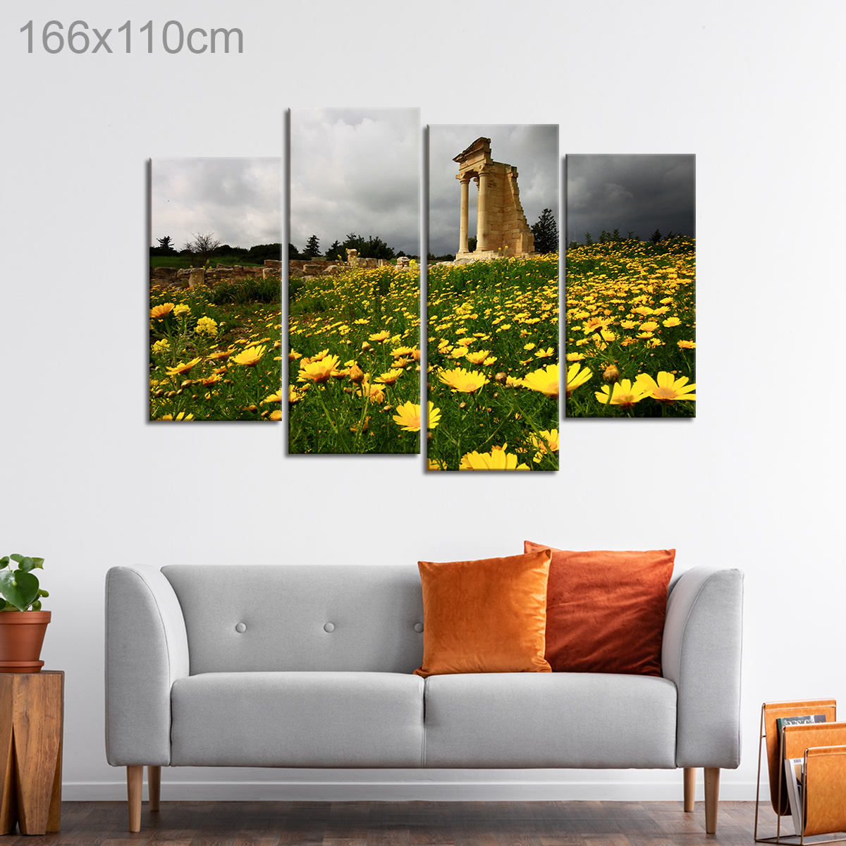 Ruins in Yellow Flower Field