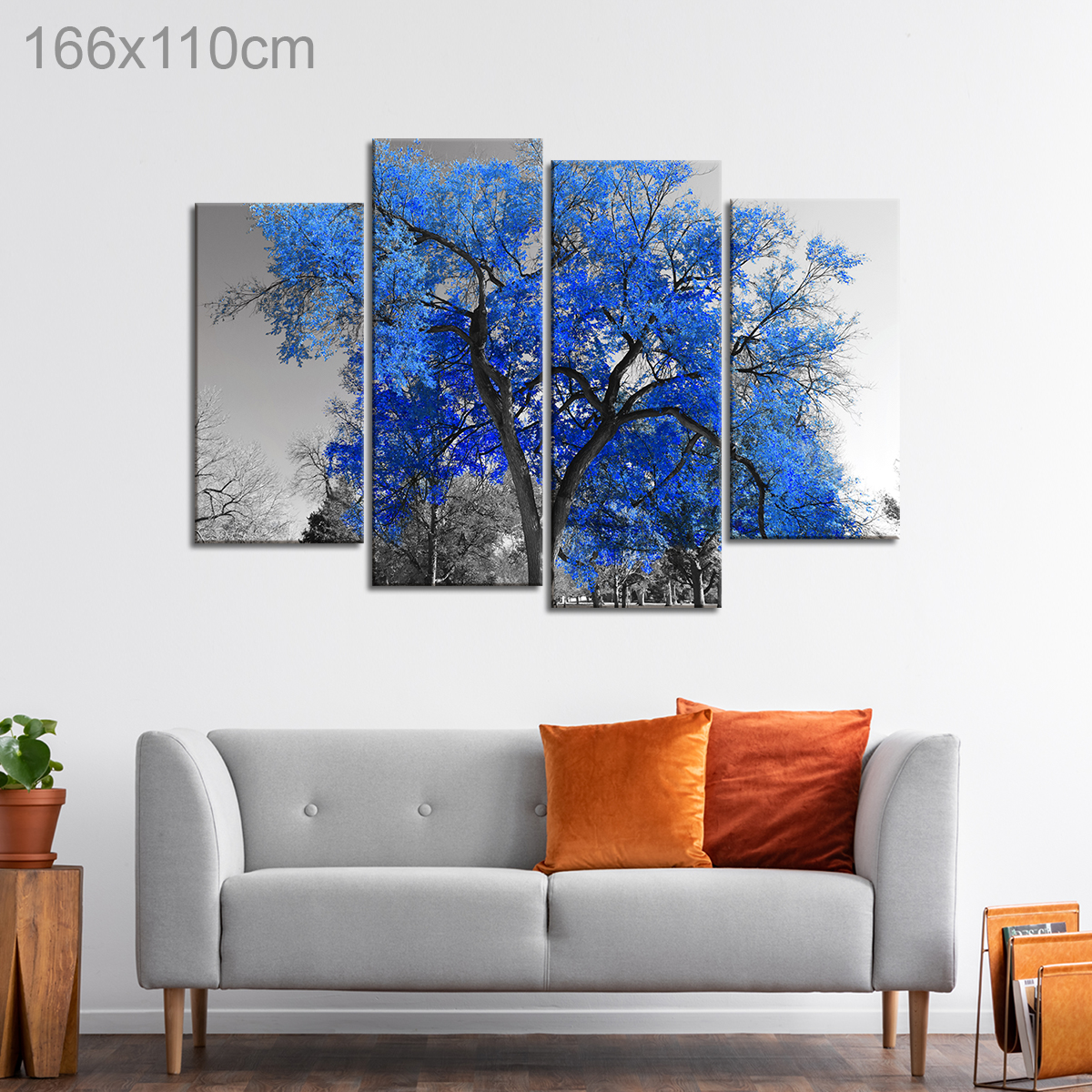 Blue Tree in a Black and White Landscape