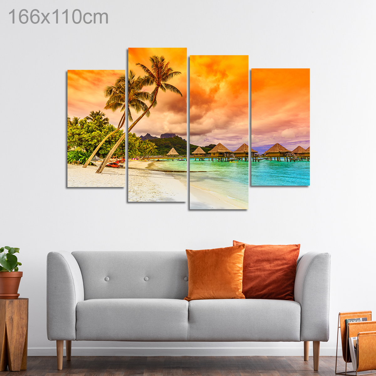 A Beach in Bora Bora at Sunset