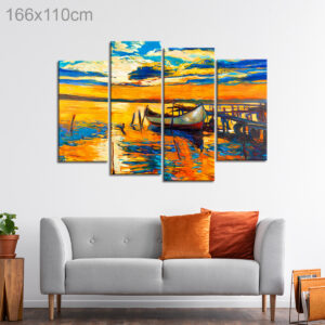 Docked Boat Oil Painting