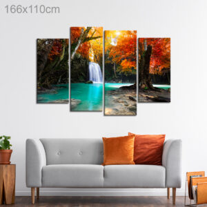 Waterfall in a Forest in Autumn