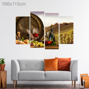 Wine Barrel and Vineyard View