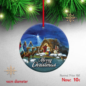 Nativity Scene Merry Christmas Bauble