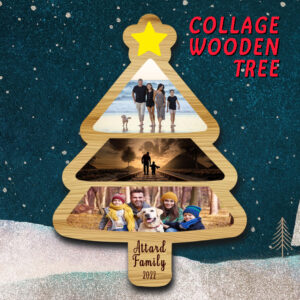 Christmas Collage Wooden Tree