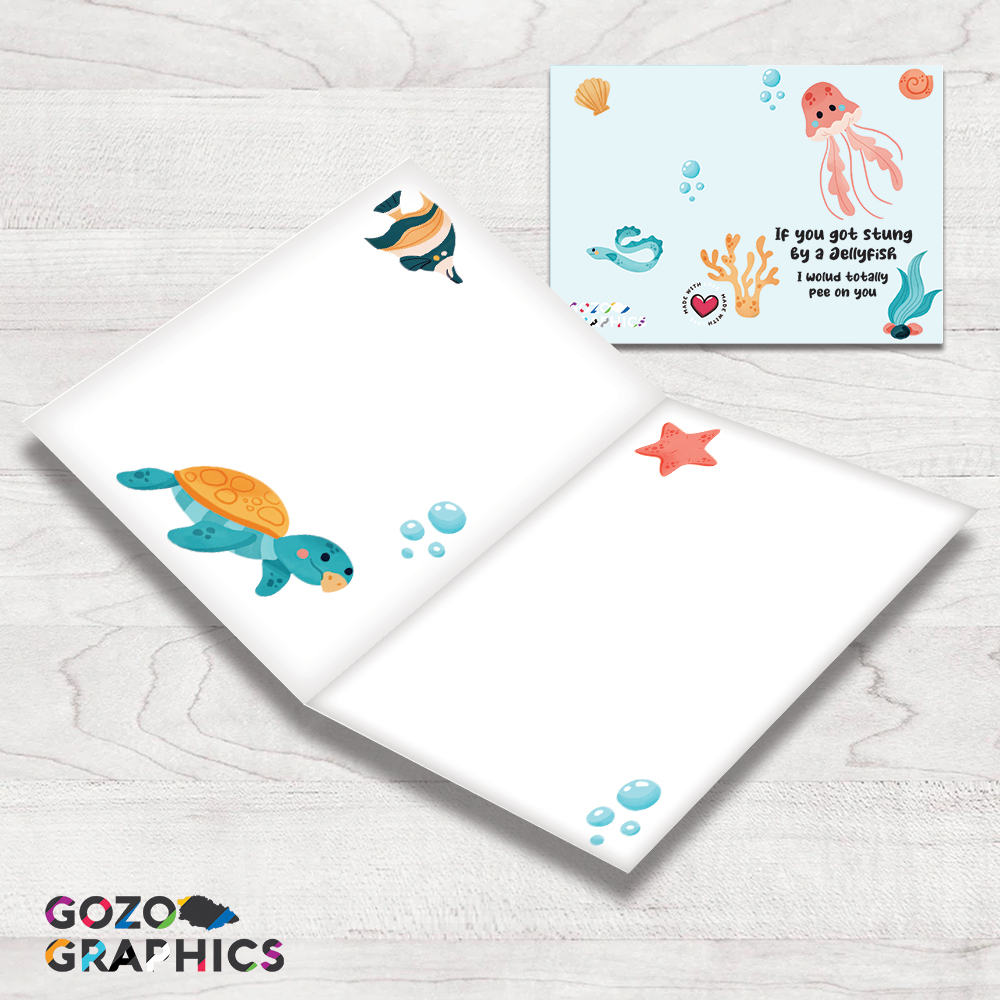 If you got stung by a jellyfish, I wolud totally pee on you! Greeting card - Image 3