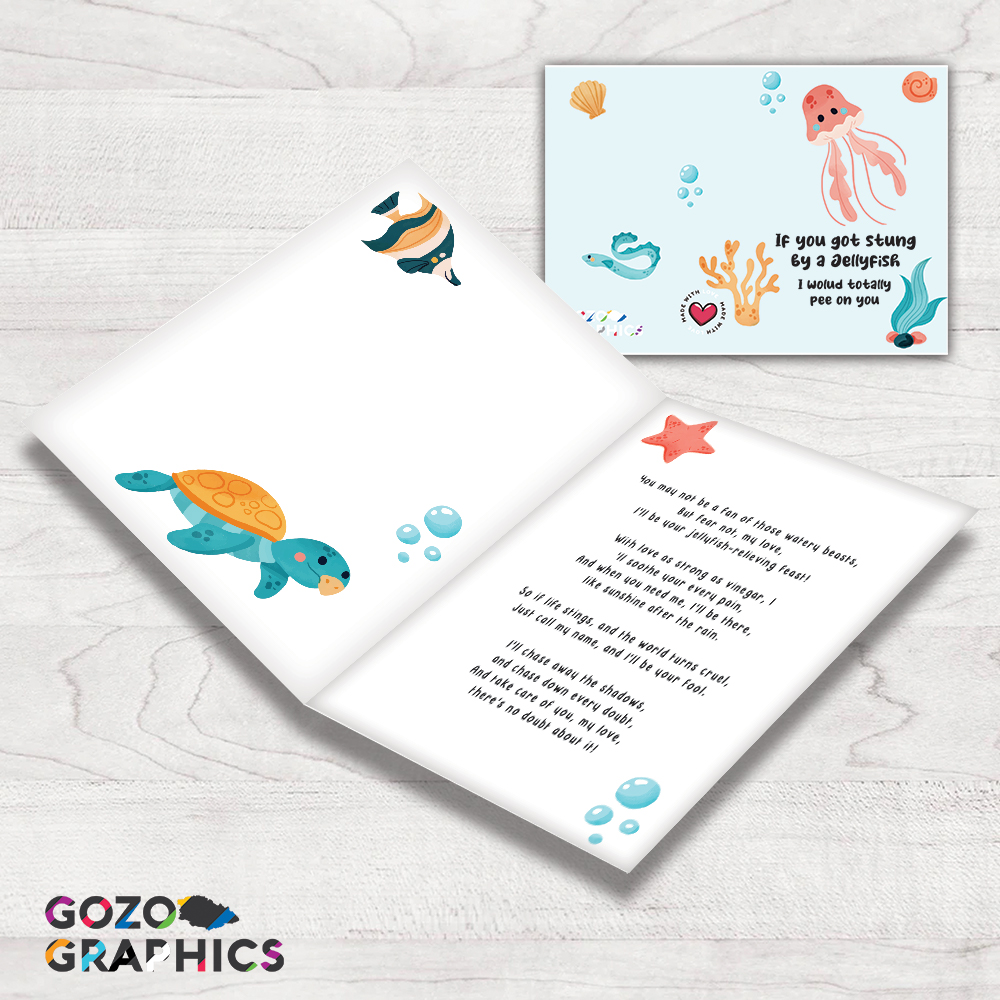 If you got stung by a jellyfish, I wolud totally pee on you! Greeting card - Image 2