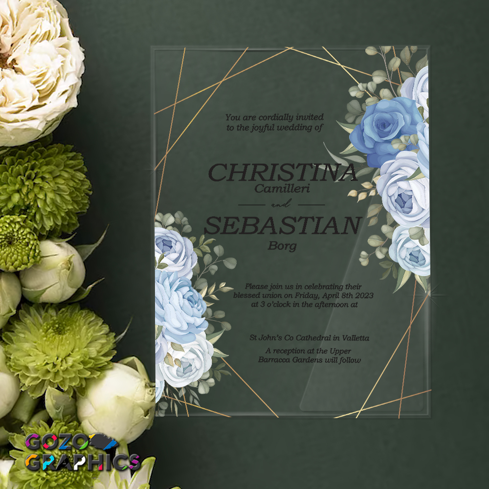 💍Elegant Blue flowers Invitation - Image 4