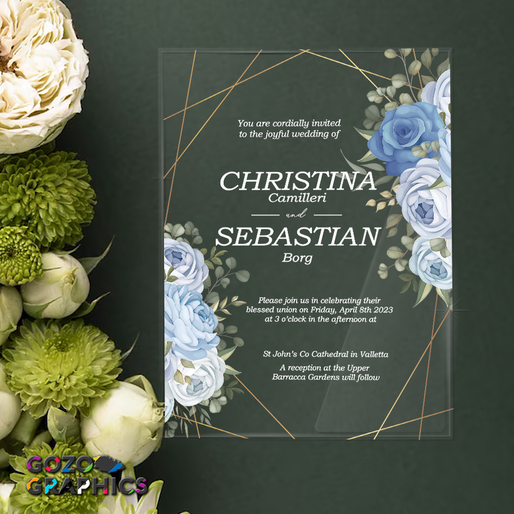 💍Elegant Blue flowers Invitation - Image 3