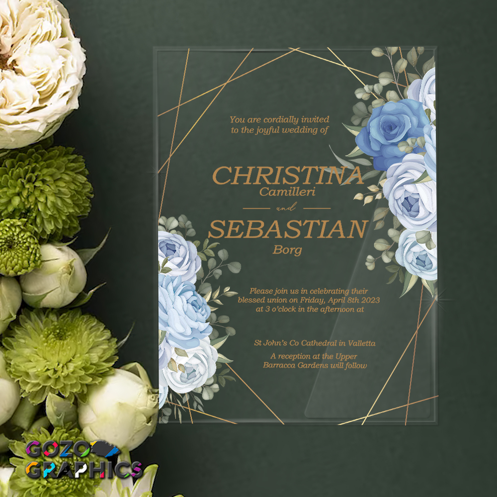 💍Elegant Blue flowers Invitation - Image 2