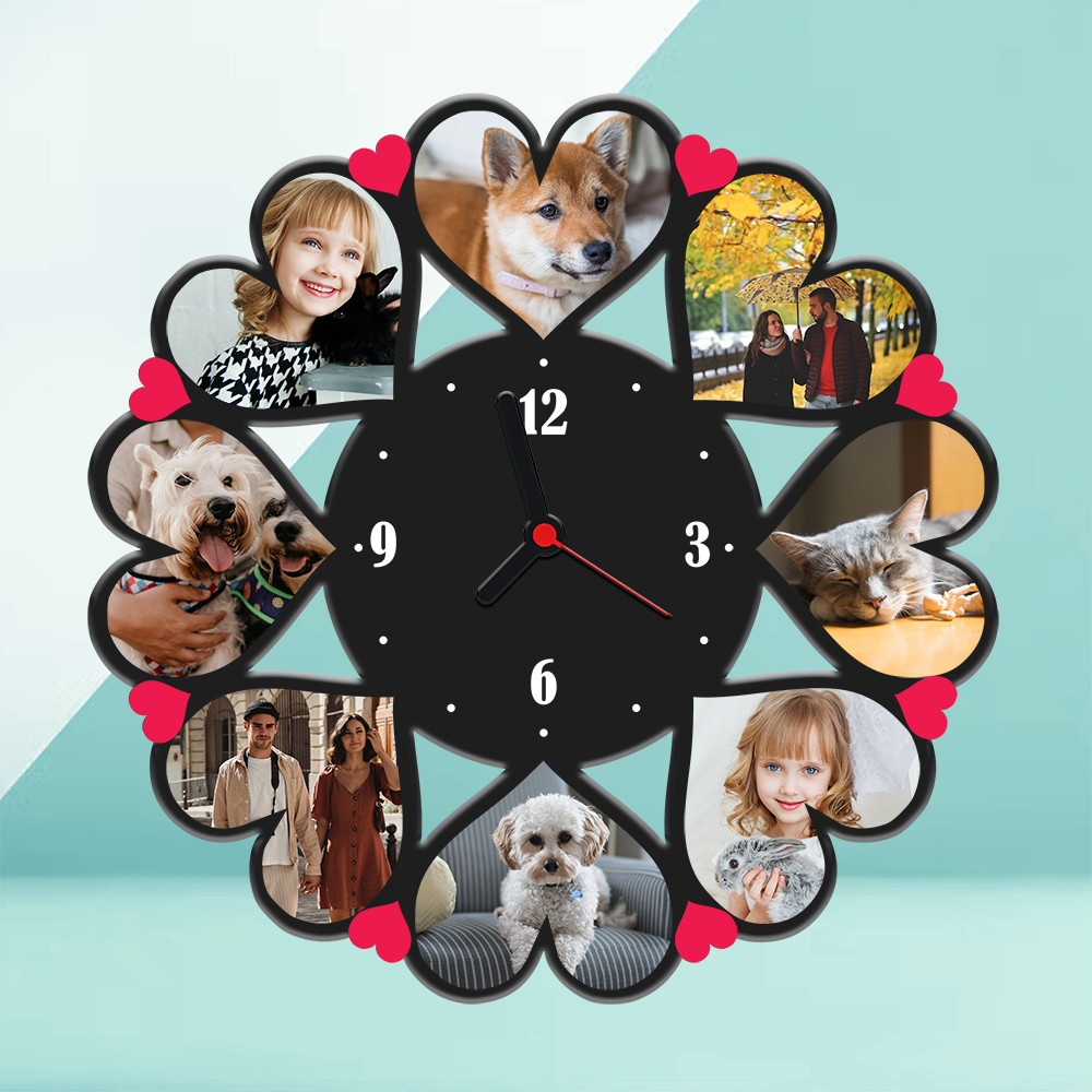 Circle of Hearts - Wall photo clock