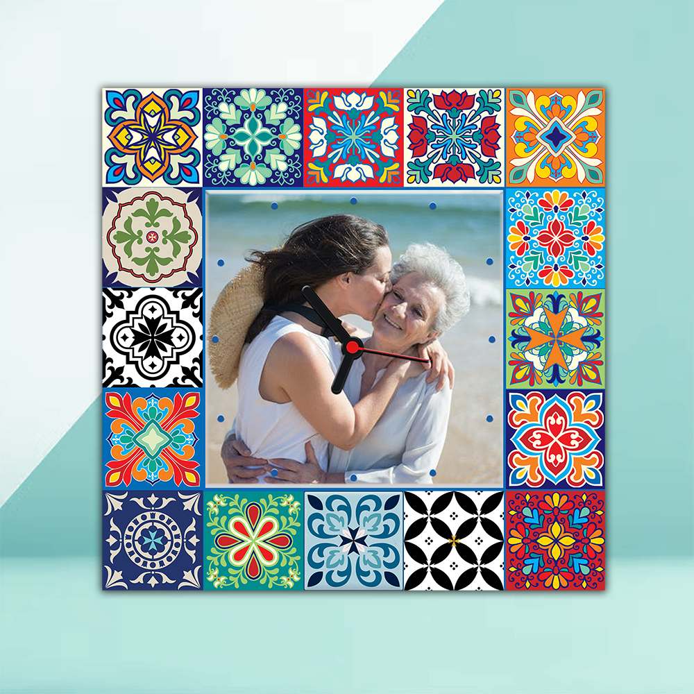 Maltese Tile - Wall photo clock