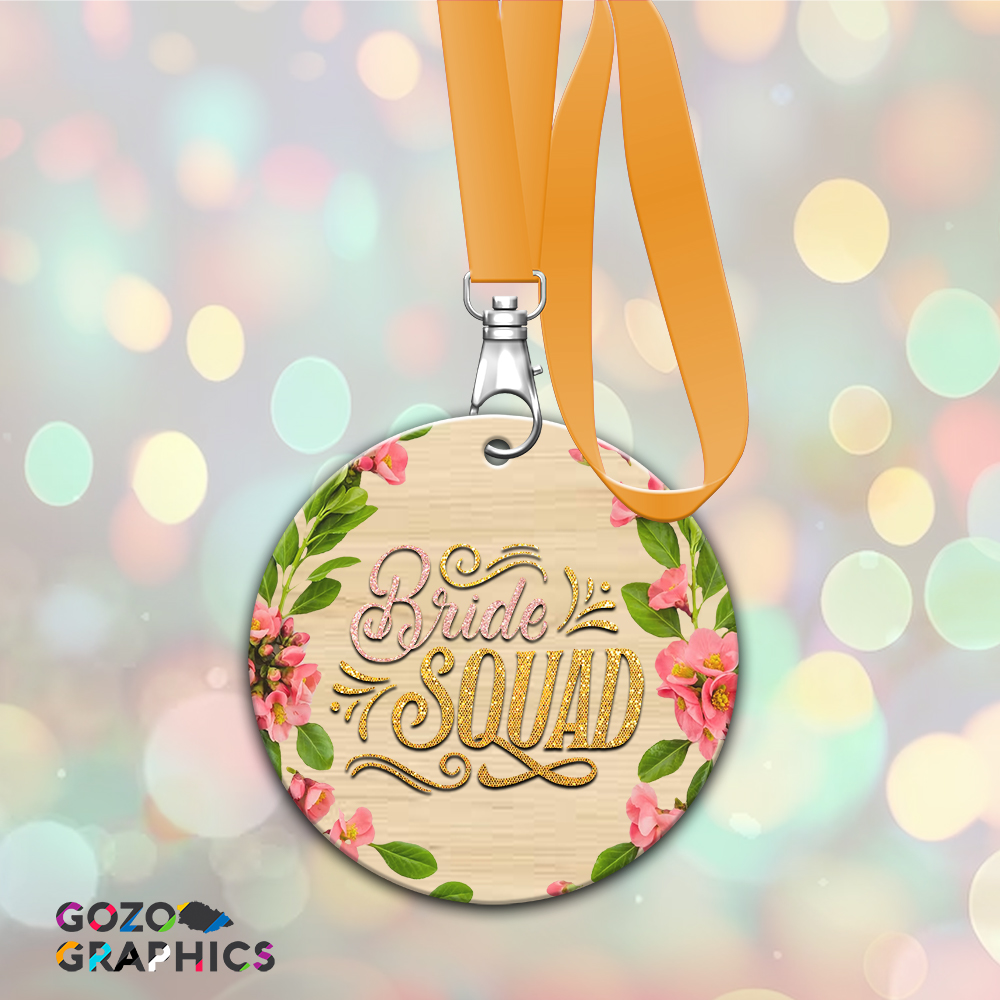 Bride Squad Pink/Yellow- Wood medal
