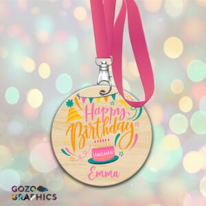 Happy Birthday Pink- Wood medal
