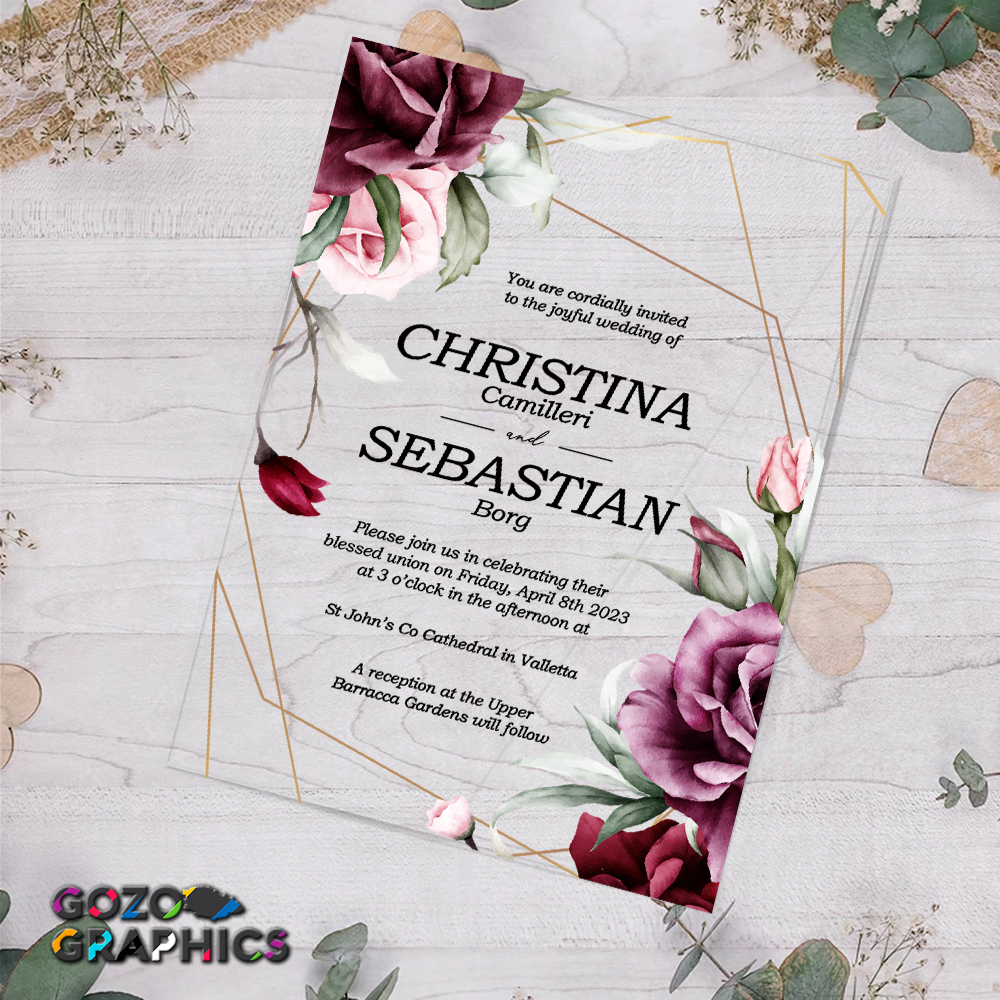 💍Elegant Red- rose watercolor Invitation