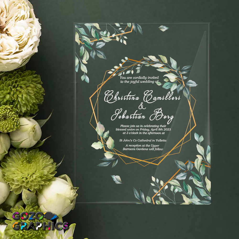 💍Elegant Green leaves Invitation - Image 2