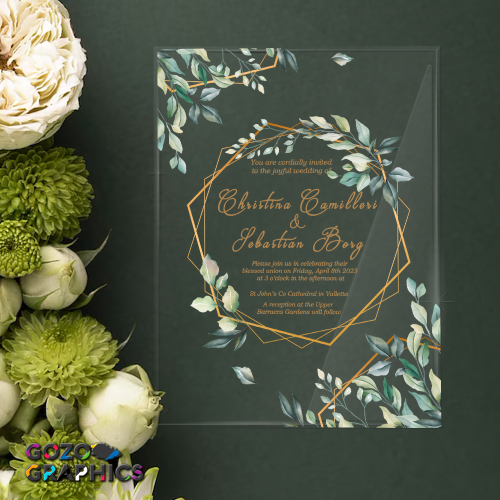 💍Elegant Green leaves Invitation - Image 4