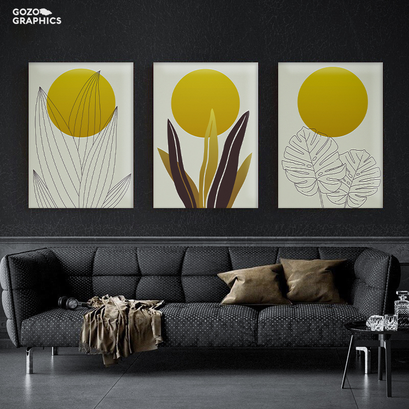 Abstract Warm Leaf wall art - 3 print set