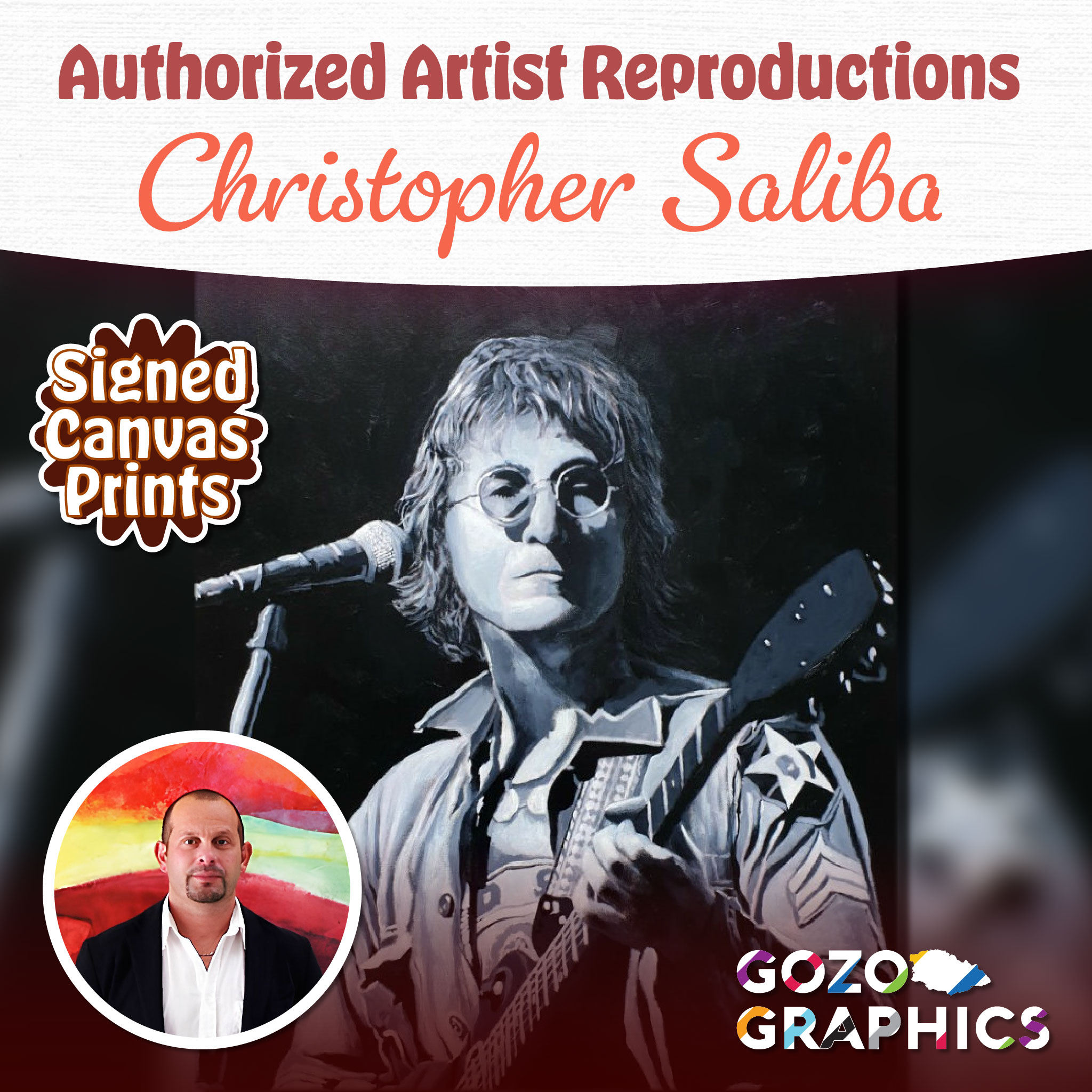 John Lennon | Christopher Saliba | 90x75cm Signed Canvas Print