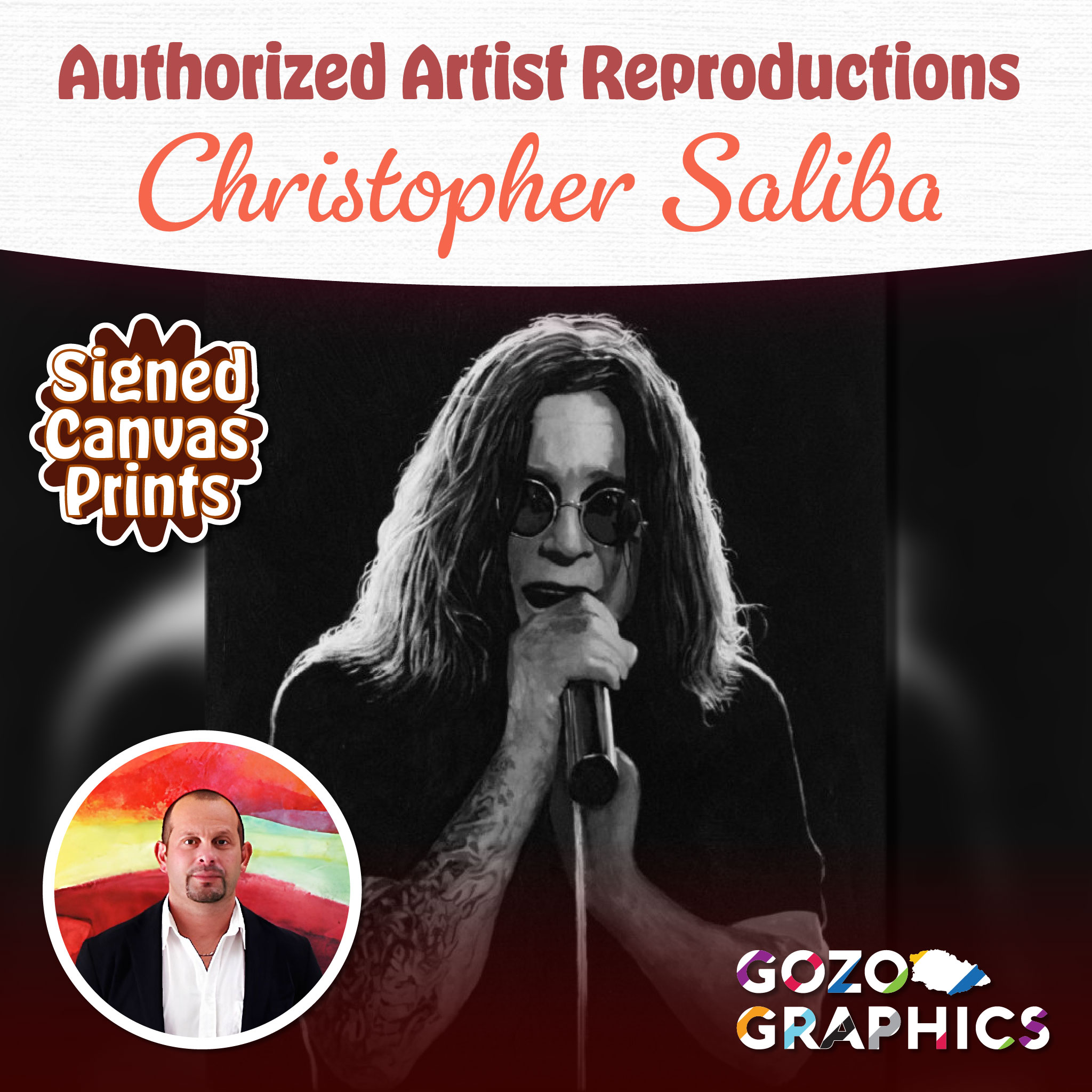 Ozzy Osbourne | Christopher Saliba | 90x75cm Signed Canvas Print