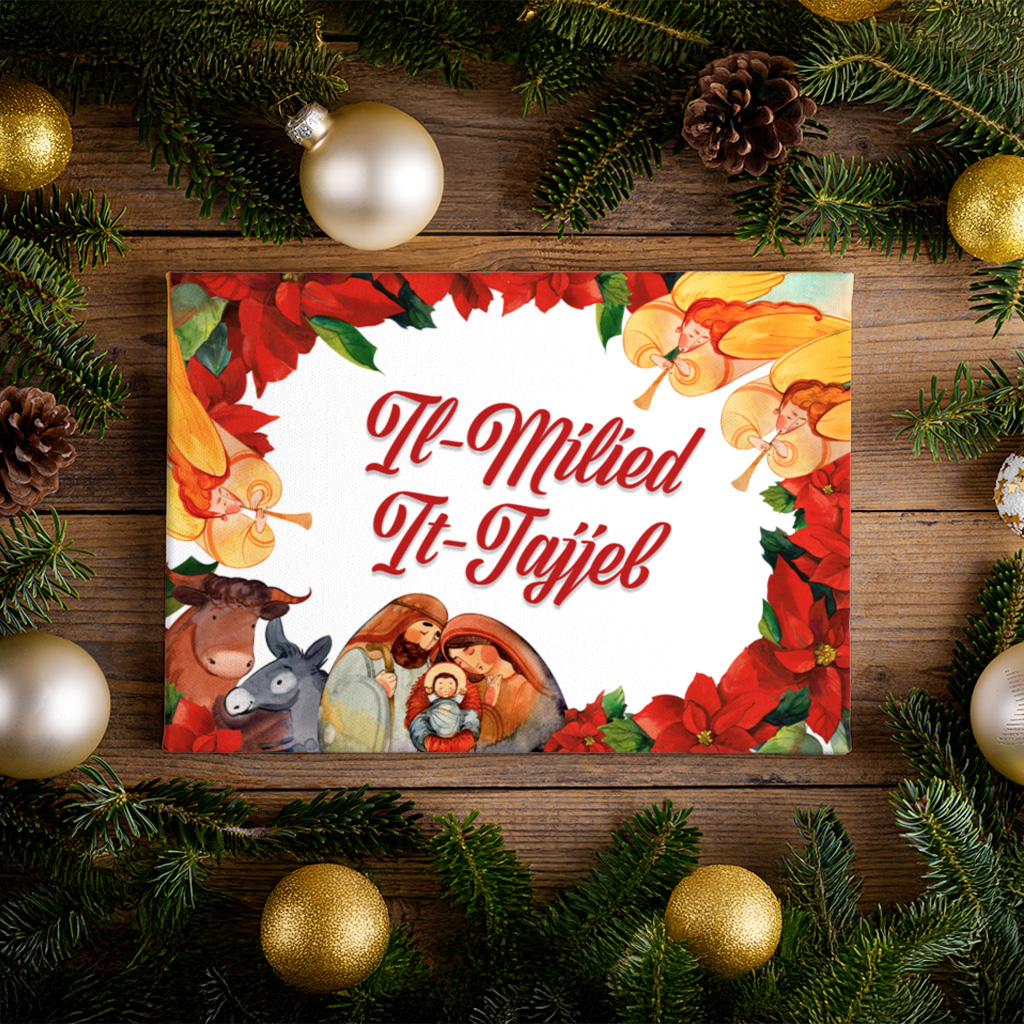 Customizable Nativity Canvas | Add Your Photo or Text (Il-Milied It-Tajjeb / Merry Christmas) - Image 3