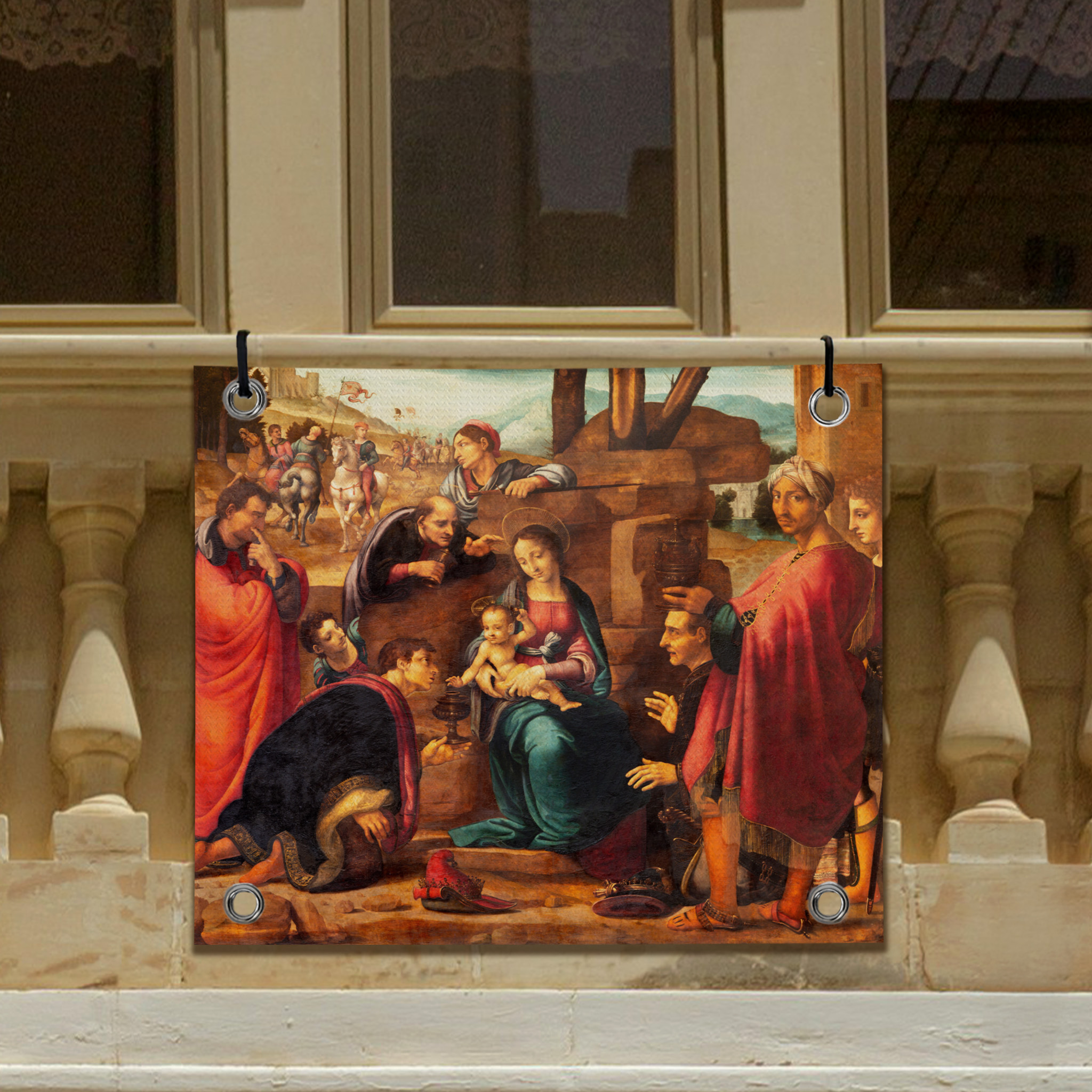 Nativity Scene Painting - Holy Mary & Baby Jesus | Canvas or Banner - Image 2