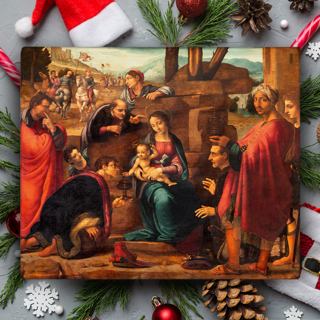 Nativity Scene Painting - Holy Mary & Baby Jesus | Canvas or Banner