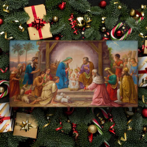 Nativity Scene Painting - Outdoors With Angels | Canvas or Banner