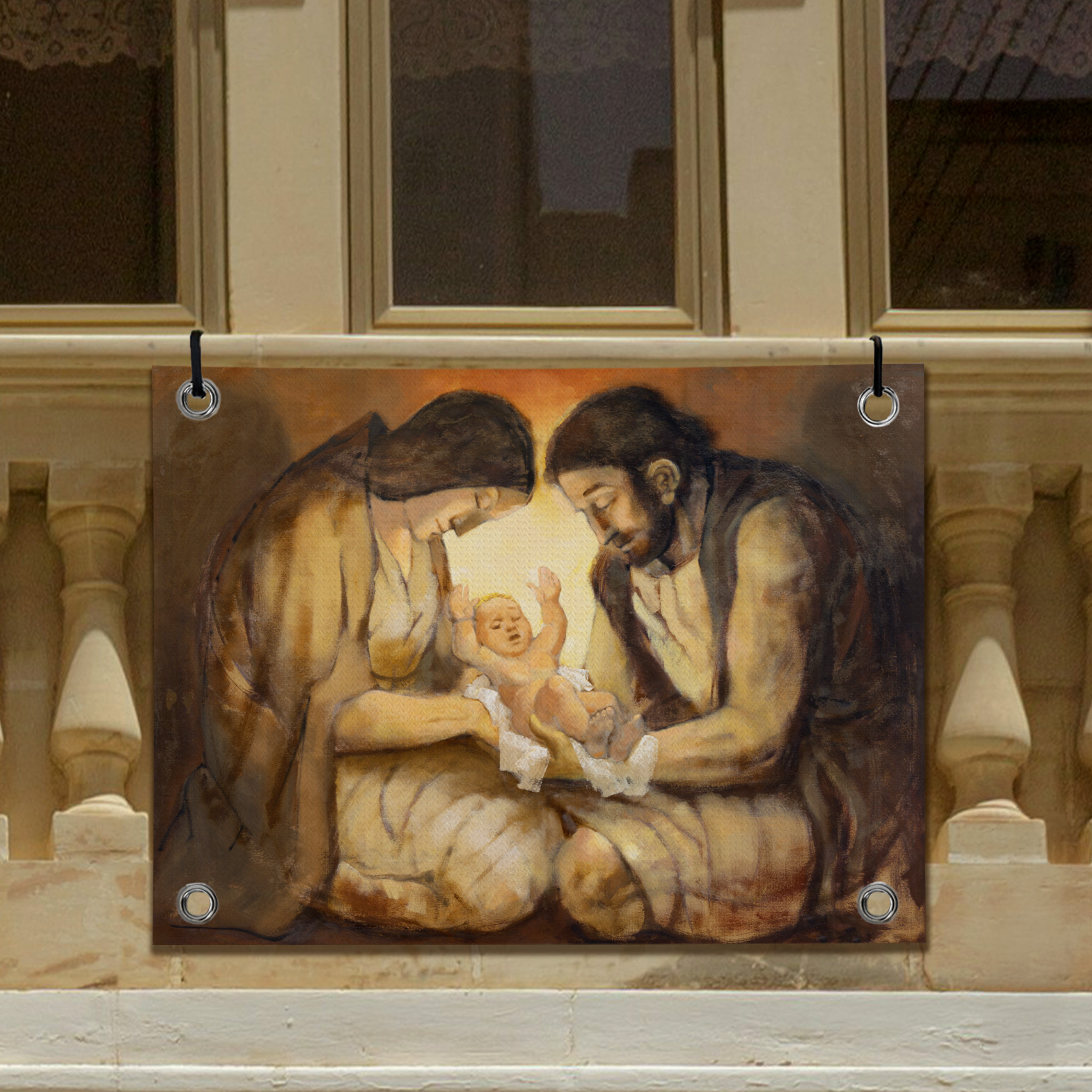 Nativity Scene Painting - Warm | Canvas or Banner - Image 2