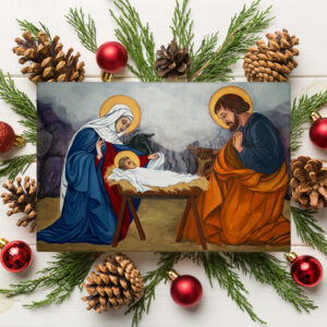 Nativity Scene Painting - Vibrant | Canvas or Banner