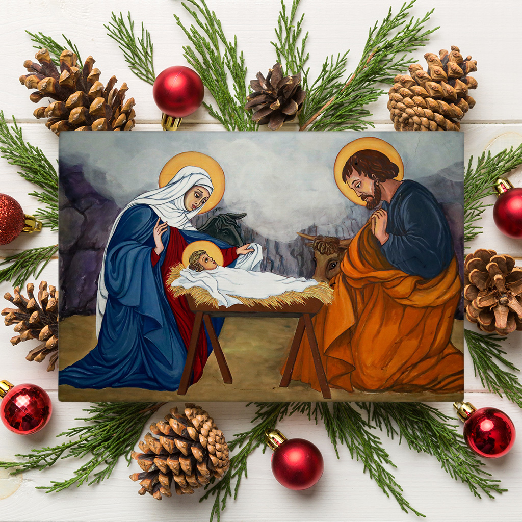 Nativity Scene Painting - Vibrant | Canvas or Banner