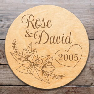 Floral Love Anniversary & Wedding - Personalized | Wooden Engraving