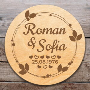 Romantic Vines Anniversary & Wedding - Personalized | Wooden Engraving
